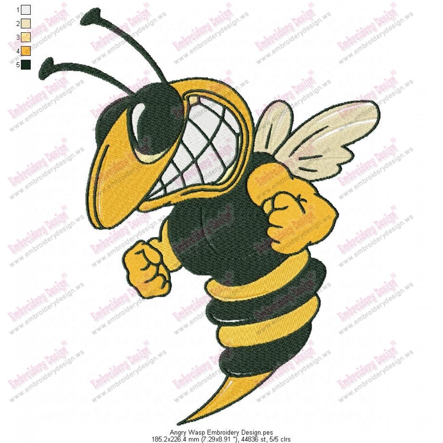 Angry Wasp Embroidery Design