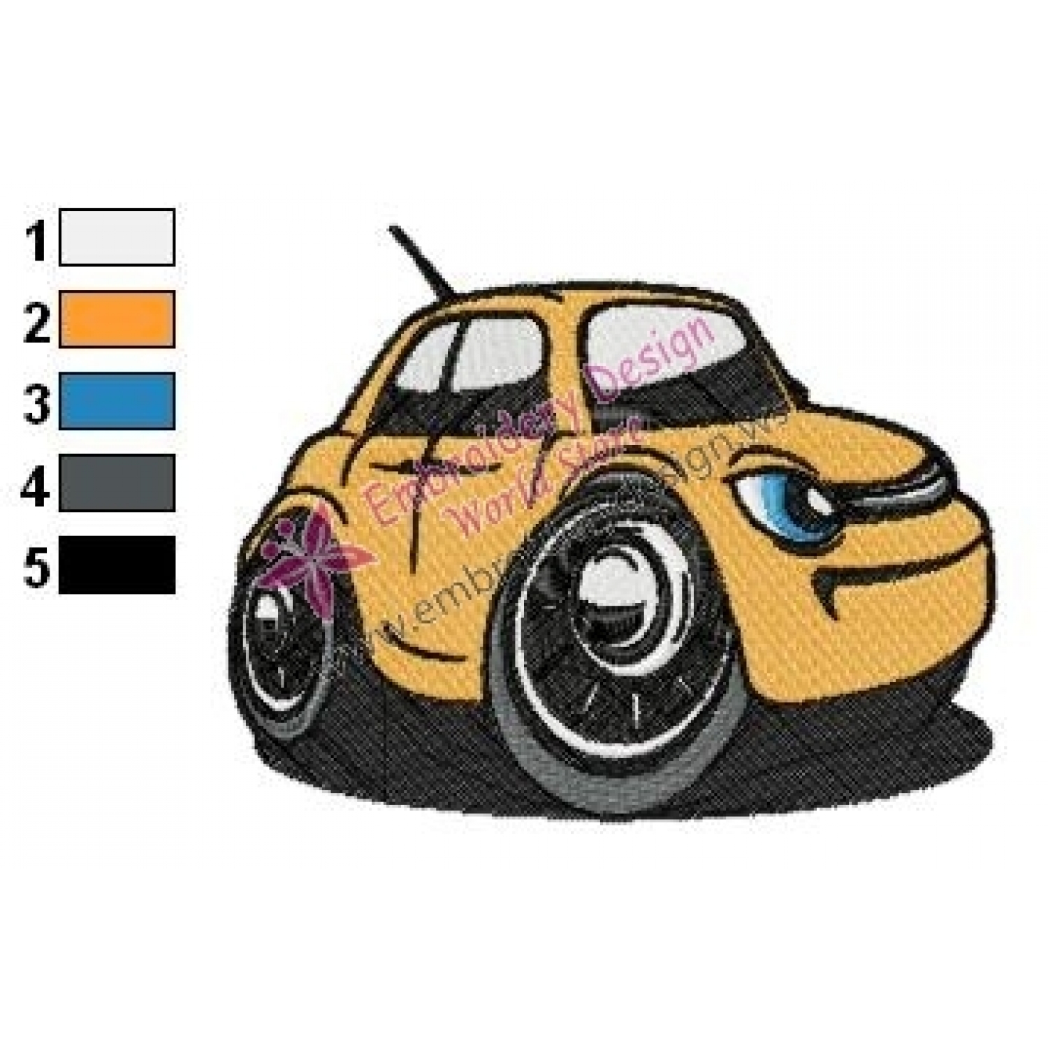 Car Embroidery Angry Design