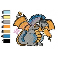 Cute Dragon Embroidery Design