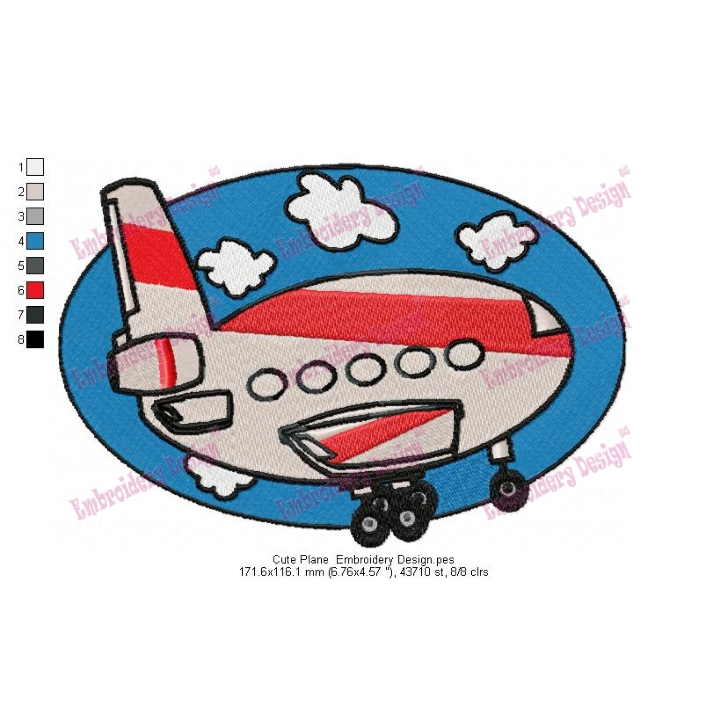 Cute Plane Embroidery Design