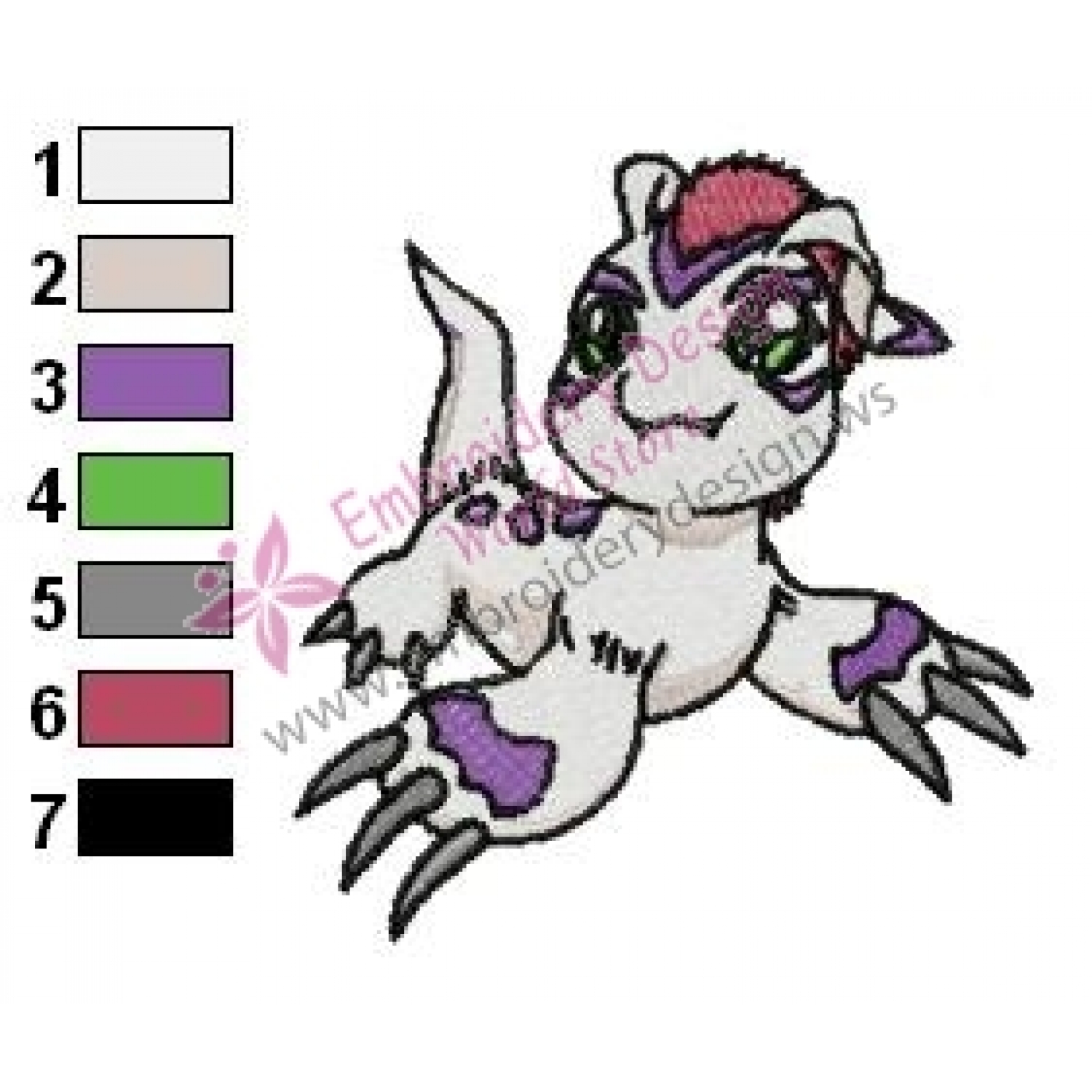 Gimmon Pattern Digimon Gomamon Embroidery Design 03