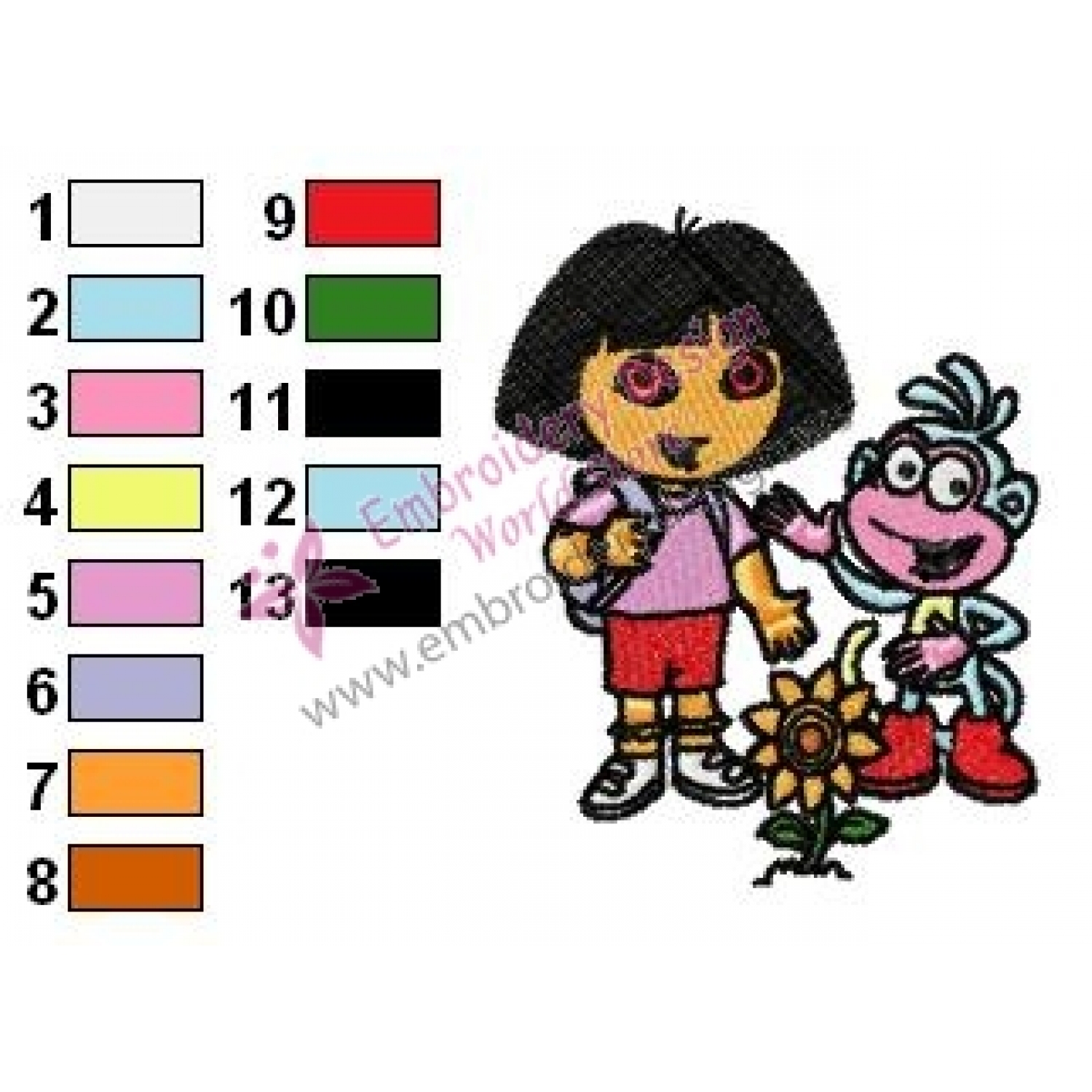 Dora The Explorer Embroidery Design 04