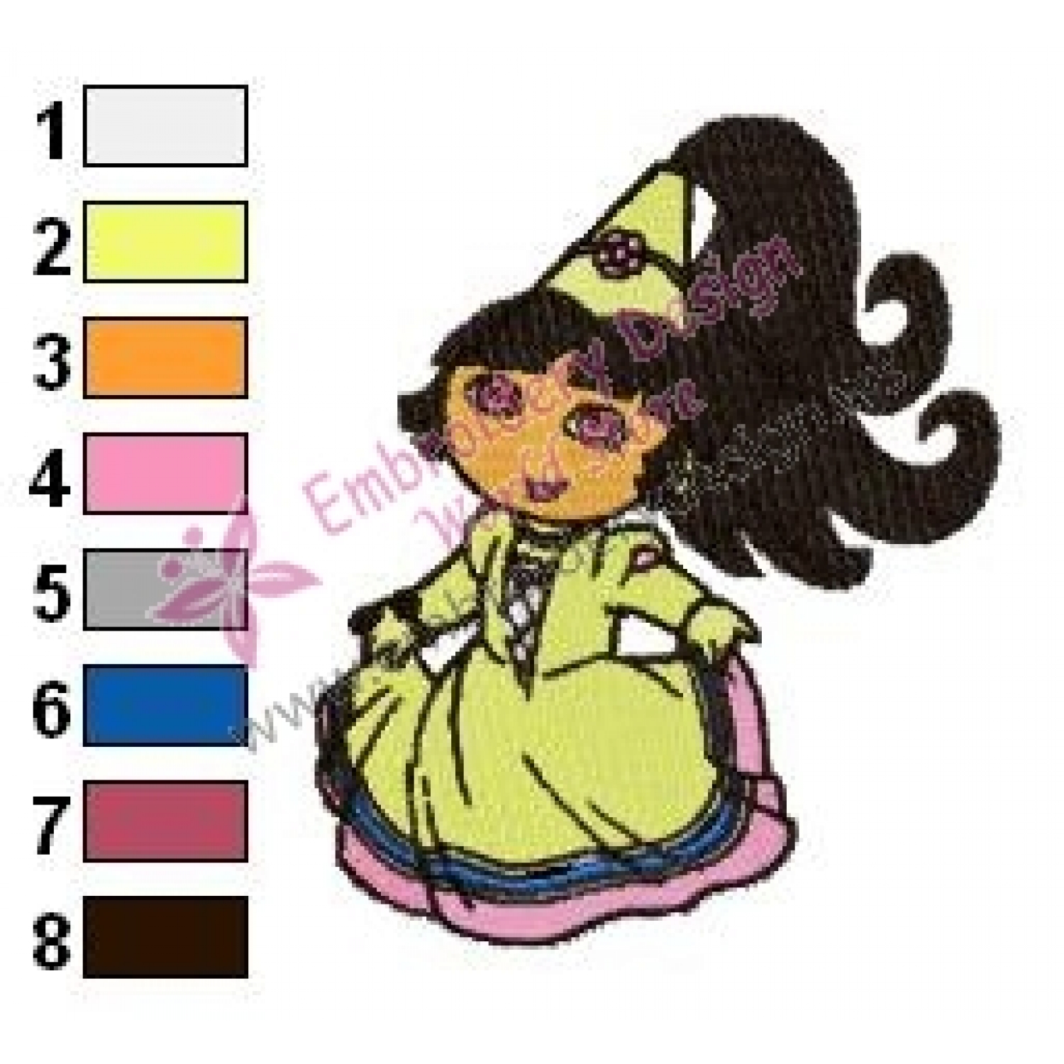 Dora The Explorer Princess Embroidery Design