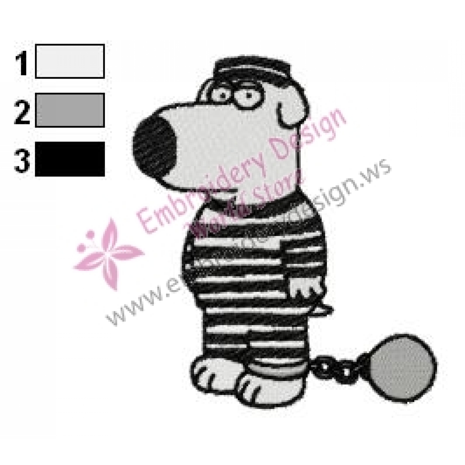 Guilty Brian Family Guy Embroidery Design