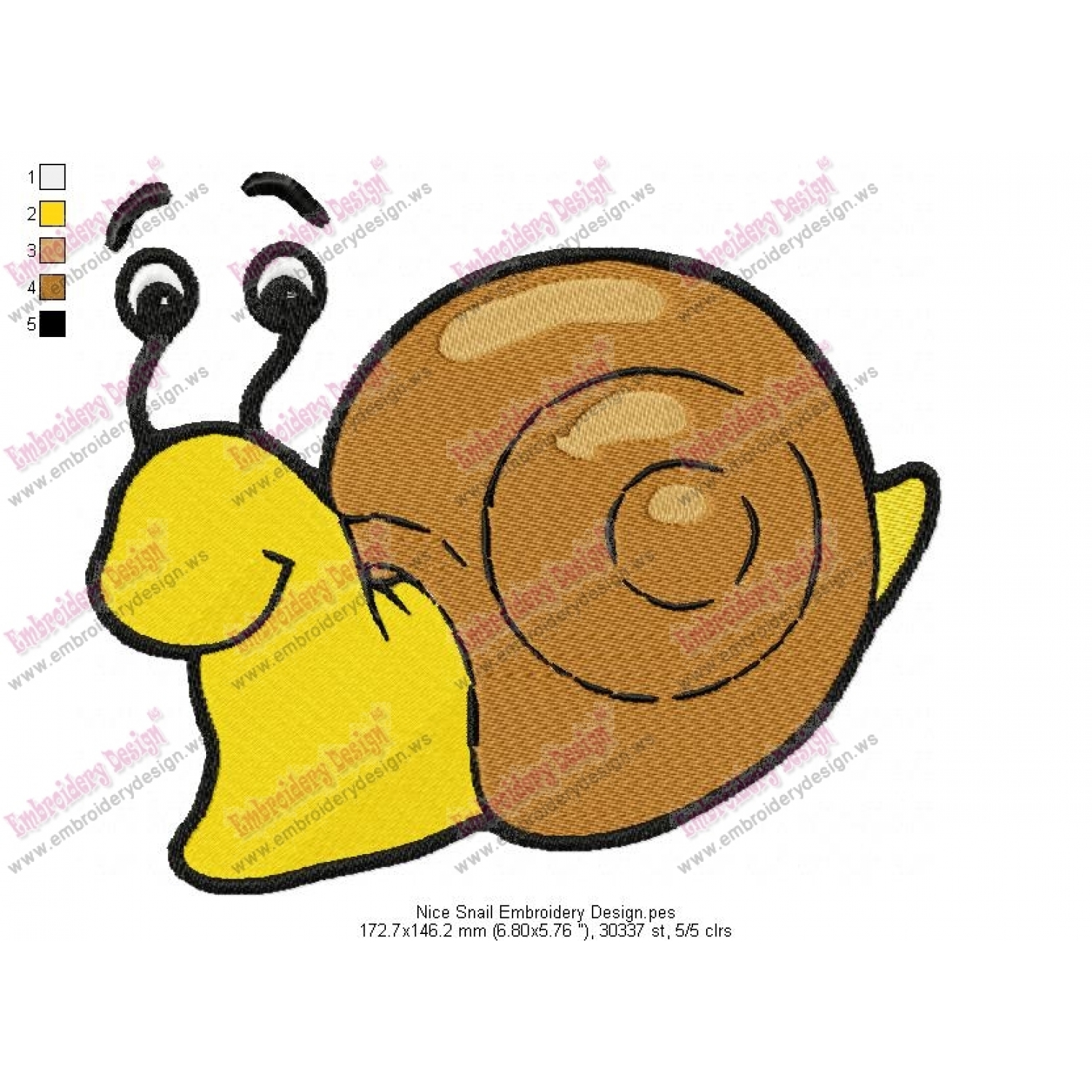 Nice Snail Embroidery Design