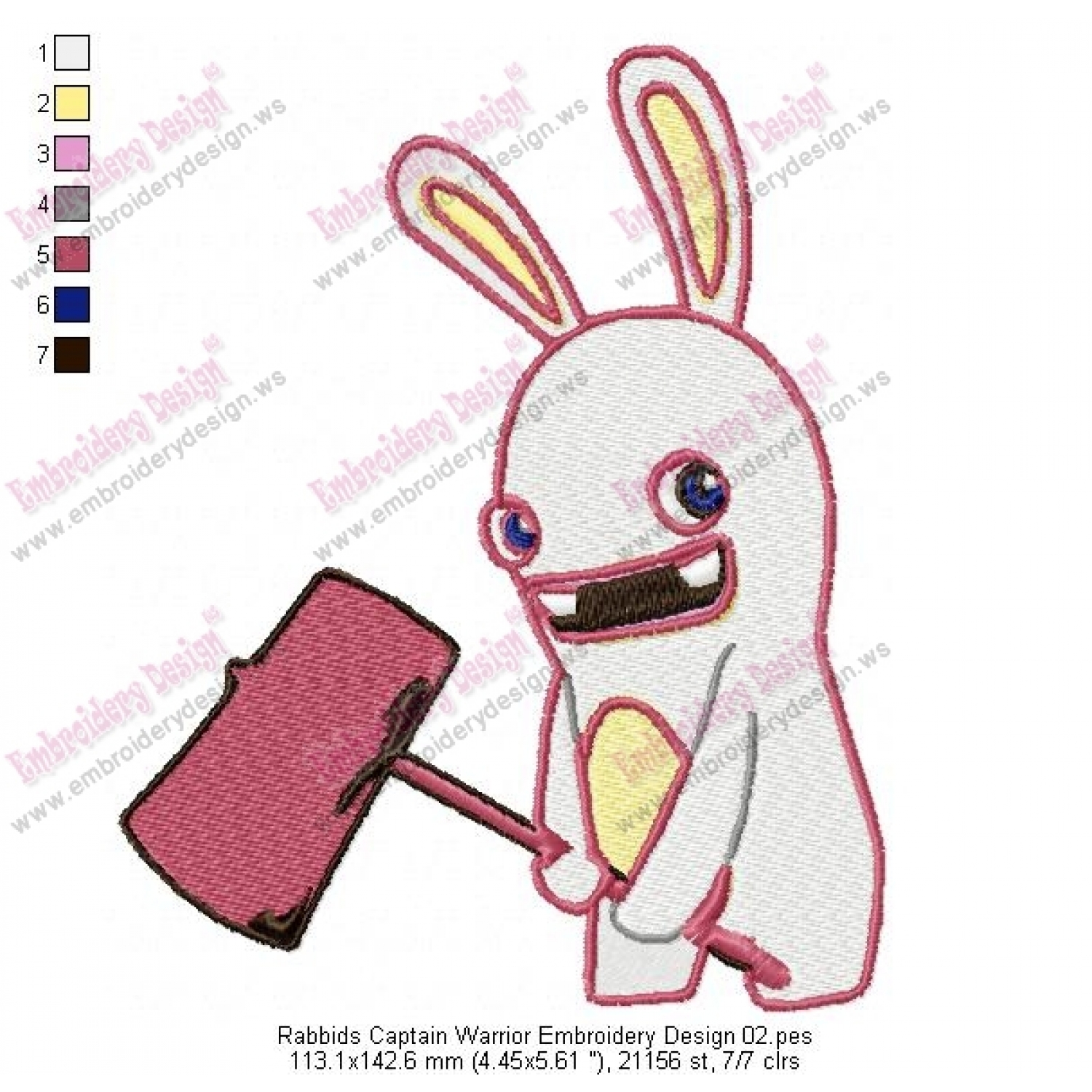 Rabbids Captain Warrior Embroidery Design 02