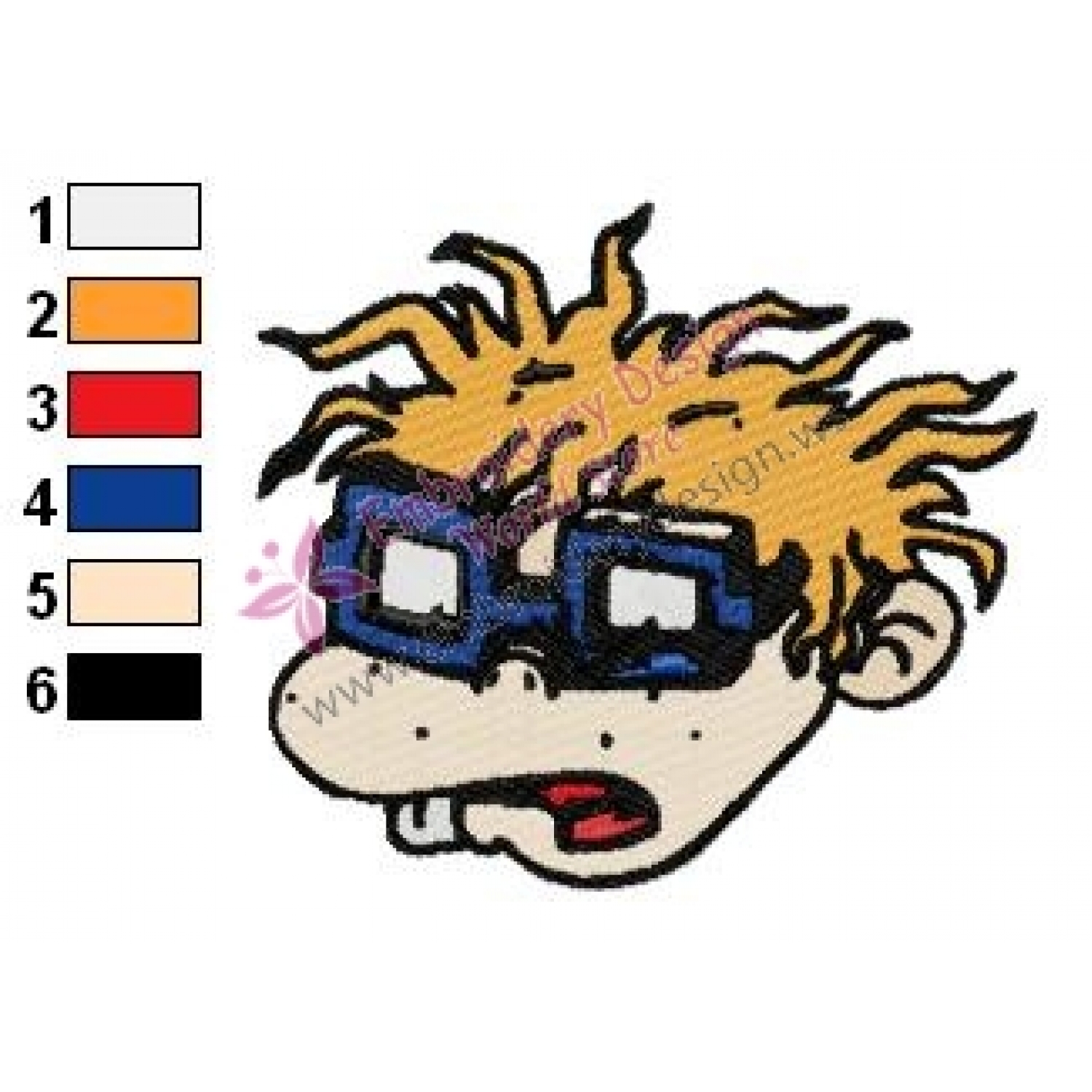 Rugrats Chuckie Face Embroidery Design