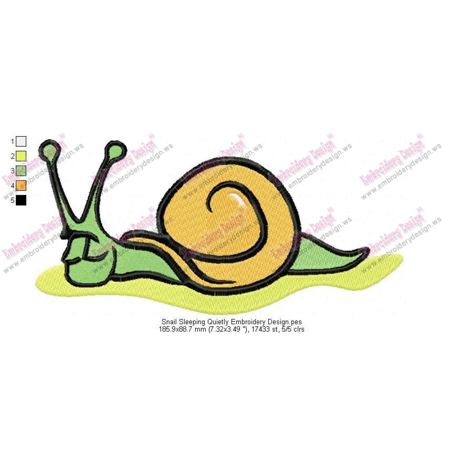 Snail Sleeping Quietly Embroidery Design